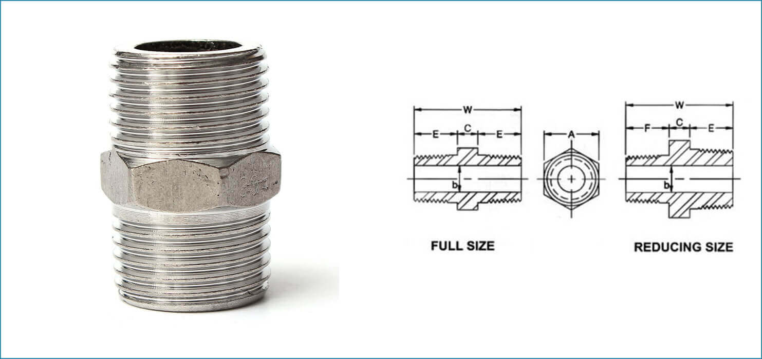 ASME B16.11 Threaded / Screwed Hex Nipple